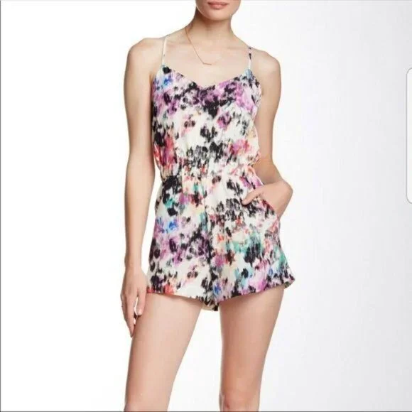 NWT Parker Large Romper Jumpsuit Sleeveless Watercolor Oasis Scout Shorts Mini - Picture 2 of 12